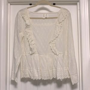 Anthropologie White Cutout Top